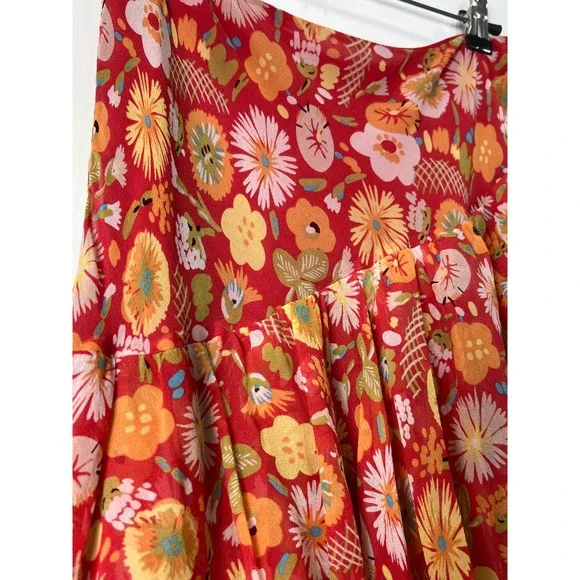 Laura Ashley 100% Silk Floral Tiered Skirt Size 4 - Picture 4 of 6